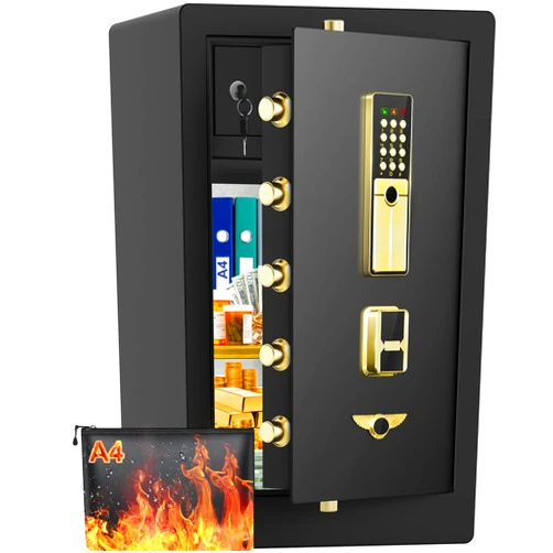 Povanje 4.0 Cuft Super Large Fireproof Home Safe Box, Heavy Duty Digital Office Safes Fireproof Waterproof with Key Combination Lock, Sensor Light, Security Document Fire Safe for Jewelry Money Medicine