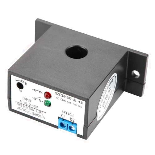 Walfront Current Sensing Switch, Normally Open Current Sensing Switch Adjustable AC 0.2-30A SZC23-NO-AL-CH