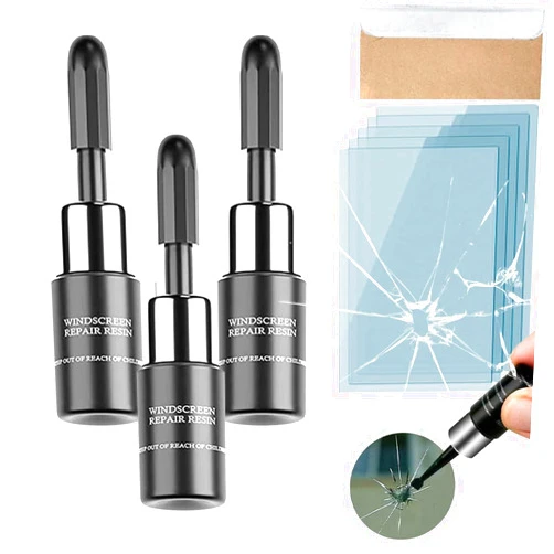Flechazcho Nano Glass Repair Fluid DIY Cracks'Gone Windshield Crack Liquid Repair Kit Auto Nano Fluid Glass Filler Tools Resin Scratch Chip Repair Glue for Cracks, Bulls-Eye and Star-Shaped Crack (3PCS)