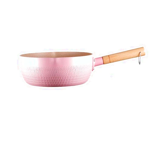 Bodycarewl Non-Stick Pan Yukihira Pan, Thickened Flat-Bottomed Food Supplement Pot, Noodle Soup Pot, Single Handle Milk Pot,Pink,22cm