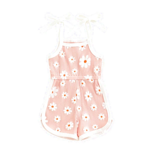 Adobabirl Toddler Baby Girl Romper Daisy Floral Sleeveless Straps Jumpsuit Shorts Overalls Cute Summer Outfit Clothes