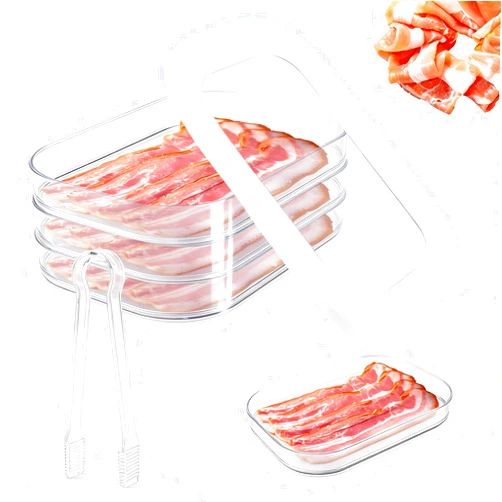 Ovrilossa Deli Meat Container for Fridge, 3-Tier Stackable Clear Cold Cuts Storage Containers, Bacon Cheese Container with Lid & Clip, for Lunch Meat,Salami, Bacon, Cheese & Meal Prep