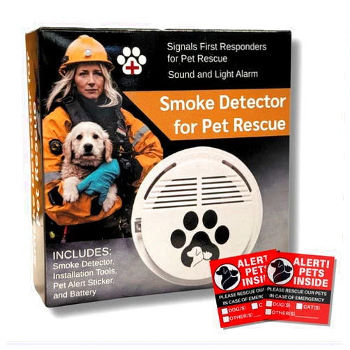 Deyl cavier Pet Smoke Detector, Smoke Alarm for Pet Rescue in Fire or Smoke Emergency, Fire Detectors for Home with Pet Rescue Sticker