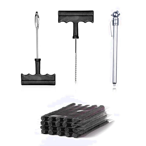 OFBAND Tire Repair Tackle Kit with Black Rubber Plugs - Super Adhesion Tire Plug Kit for Repairing Flat Tire - Universal Tire Plug Repair Kit Tool Fits Car Truck SUV ATV Motorcycle