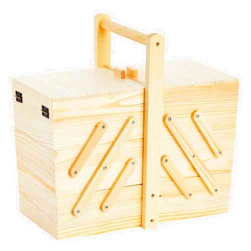 Juvale Wooden Sewing Box Organizer for Sewing Supplies with 3 Tier Drawers for Craft Tools, Needles, Pincushions, Art Supplies, Thread Spool Organizer (12.6 x 5.9 x 8.3 Inches)
