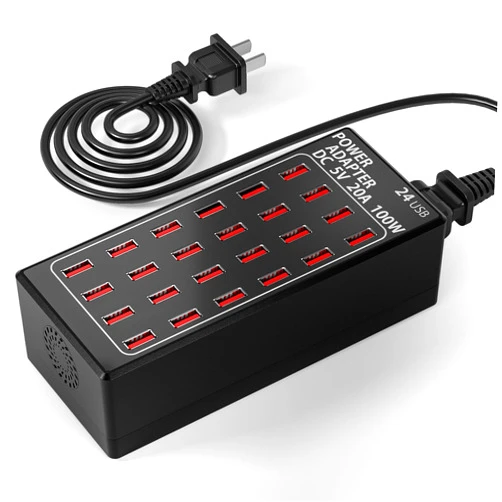 Vantacent89 24-Port 100 watt (20 A) Charging Station for Multiple Devices, Phone Charging Station with Rapid Charging, Multiple USB Charging Station for Hotels, Schools, Shops, Shopping Malls and Travel
