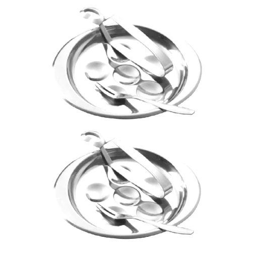 DOITOOL Stainless Steel Escargot Plates with 6 Compartment Holes, 2 Sets Seafood Snail Dish with Escargot Tong, Escargot Baking Dish Server for Home, Kitchen, Restaurant, Hotel, BBQ