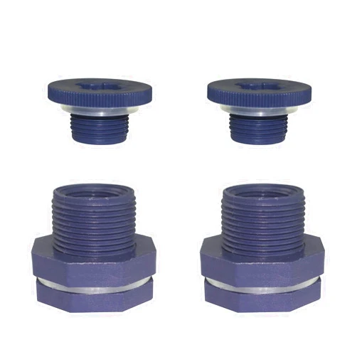 Chistepper 2 Pieces 1/2 Inch PVC Bulkhead Fitting Water Tank Connector Adapter Fitting with Plugs for Water Tanks Rain Barrels Aquariums (1/2