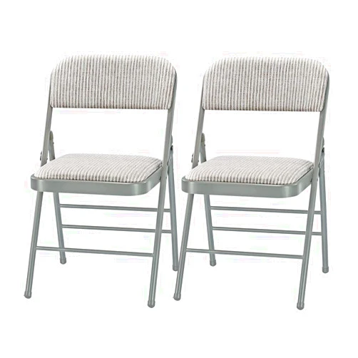 Amazing for less Pack of 2 (Fabric/Vinyl) Steel Frame Metal Foam Padded Folding Chairs (Black, Gray, White) (2-Pack - Fabric White)