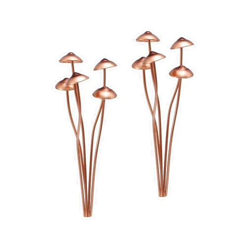 BestAlice 2pcs Metal Mushroom Garden Statue Stake, Flower Pot Decoration, Outdoor Statue, Mushroom Ground Decoration for Garden Patio Lawn Yard Plant Outdoor Art Accessories