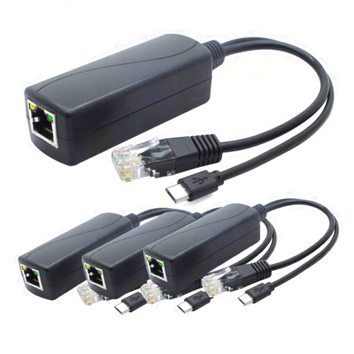 ANVISION 4-Pack 5V PoE Splitter, 48V to 5V 2.4A Adapter with Micro USB Plug, IEEE 802.3af Compliant, for IP Camera, Tablets, Dropcam or Raspberry Pi and More, AV-PS05-1