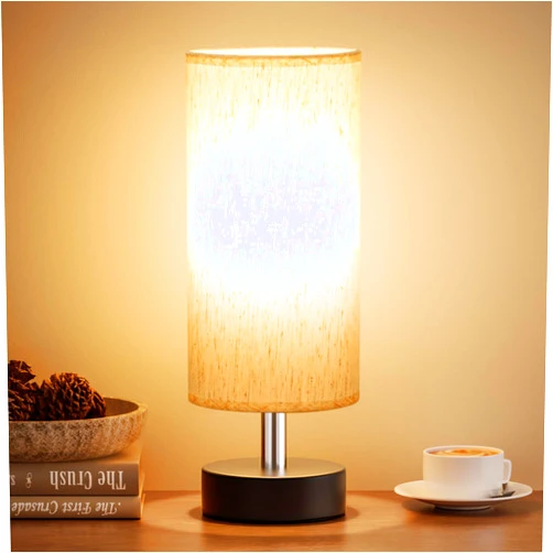 PartageiZ Small Table Lamp for Bedroom - Bedside Lamps for Night Stands, Minimalist Nightstand Light Lamp, Desk Lamps for Reading Room, Kids Room, Living Room, Office, Dorm