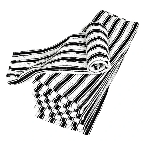 Nouvelle Legende Striped Basketweave Towels, Absorbent Cotton Tea Cloths for Dish and Kitchen, 19 by 29 Inches, 8 Pack