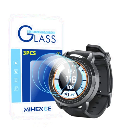 MIHENCE Compatible for Bushnell ION Elite Watch Screen Protector, 9H Anti-Scratch Tempered Glass Protective Film for iON Elite Black Golf GPS Watch [ 3PCS ]