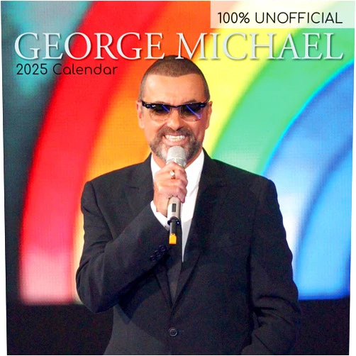 The Gifted Stationery 2025 Square Wall Calendar - George Michael 12 x 12 Inch Monthly View, 16-Month, Icons Theme, Includes 180 Reminder Stickers