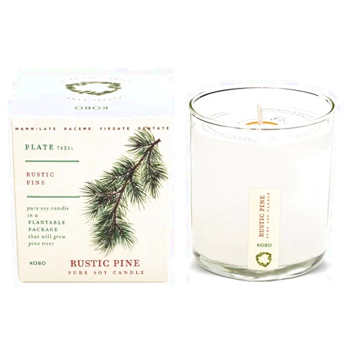 KOBO Rustic Pine Candle with Plantable Box (9 oz) | Plant The Box Collection, 100% Pure Soy Wax Candles | Hand-Poured in USA | Long Lasting 60 Hour Burning Candles | Scented Candles for Home
