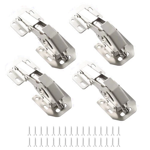 JLTPH 4 Pcs Soft Close Damping Hinges ，Hidden Cabinet Hinges with 32pcs Stainless Steel Screws,90 Degree Concealed Kitchen Cabinet Hinges for Cupboard Wooden Boxes Door, Easy Installation