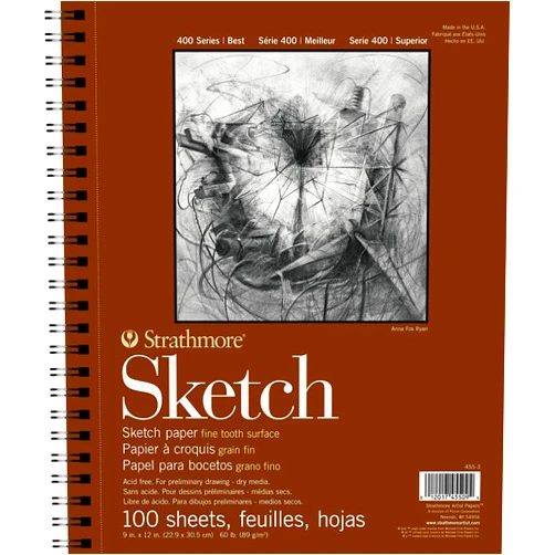 Strathmore 400 Series Sketch Pad, 9x12 inch, 100 Sheets - Artist Sketchbook for Drawing, Illustration, Art Class Students
