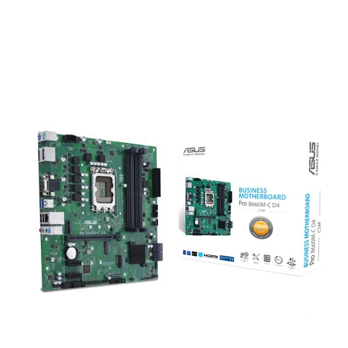 ASUS Pro B660M-C D4-CSM Business Motherboard Socket Intel LGA 1700 (Intel B660, mATX, DDR4 Memory, ASUS CSM, ASUS Control Center Express, COM Debug Header)