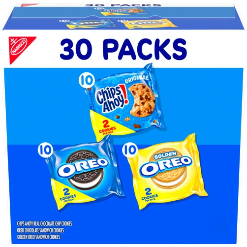 Nabisco Variety Pack Nabisco Sweet Treats Cookie Variety Pack OREO, OREO Golden & CHIPS AHOY!, 30 Snack Packs (2 Cookies Per Pack)