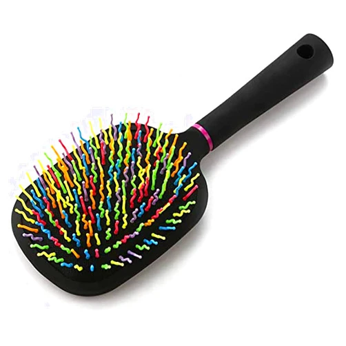 REYINL EudoUS 1000RB Rainbow Paddle Mane and Tail Brush Detangler Plastic Forky Comb for Horses