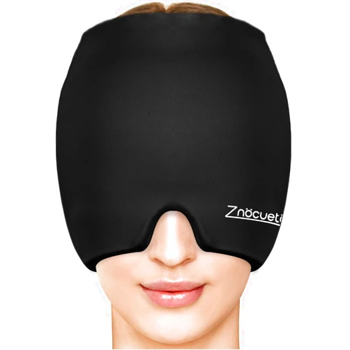 ZNÖCUETÖD Migraine Headache Relief Cap Hat Full Head ice Pack Wrap Cooling Gel Ice Beanie Hot/Cold Compress Hangover Cap for Sinus, Stress, Tension, Head Pain Relief, Gift for Women Men