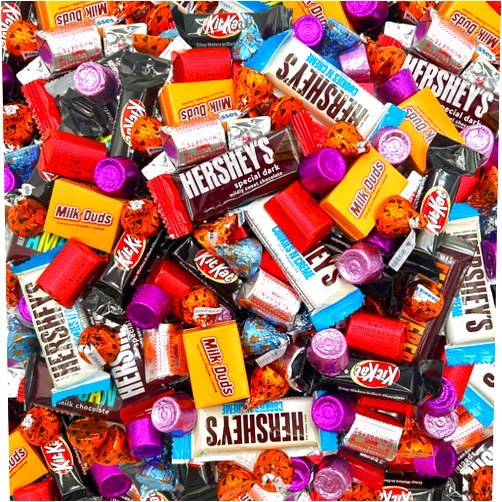 LAETAFOOD Halloween Chocolate Candy Variety Pack - HERSHEY’S KISSES and NUGGETS, KITKAT Bars, MilkDuds, HERSHEY’S COOKIES ‘N’ CREME Bars (4 Pound Bag - Approx. 210 Count)