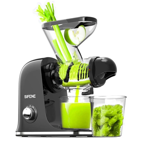 SiFENE Cold Press Juicer Machine, Compact Single Serve Slow Masticating Juicer, Vegetable and Fruit Juice Extractor Maker Squeezer, Easy to Clean, Non-BPA (Black)