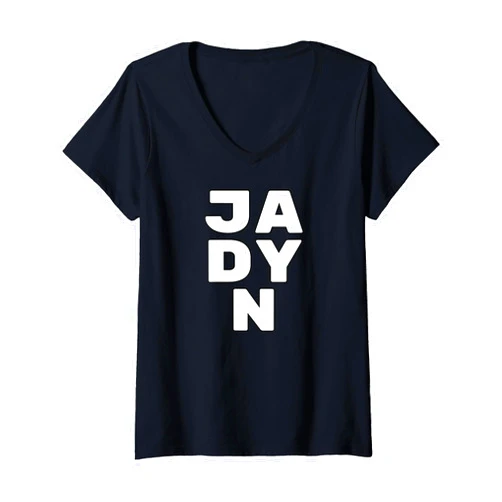 Personal Gift For Women Gift For ABIGAIL Womens JADYN Personalized Retro Girls Custom JADYN Name V-Neck T-Shirt