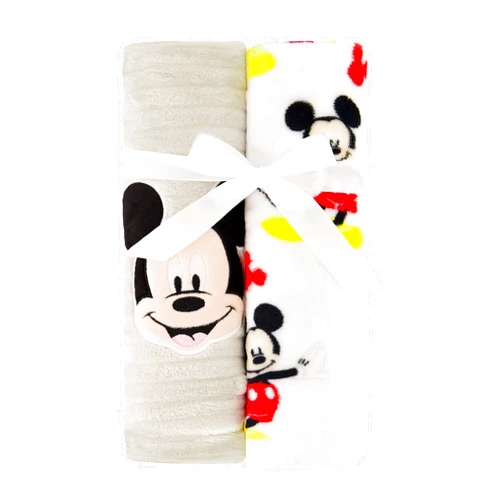 Disney 2-Pack Baby Blanket for Infants and Newborns, Plush Textured Fleece Mickey Mouse Blanket, for Toddler Boys