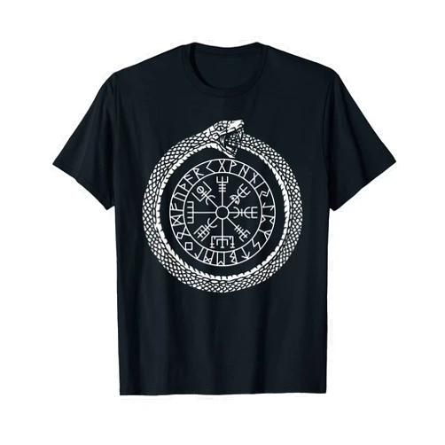 Norse Mythology - Viking Runes and Symbols Mystic Ouroboros - Ancient Viking Symbol Vegvisir - Norse T-Shirt