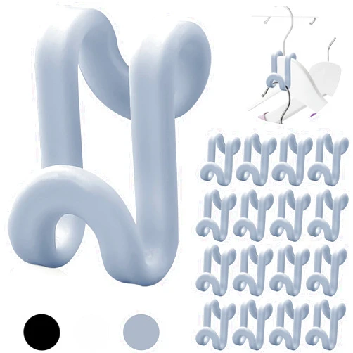 HiGift Clothes Hanger Connector Hooks 60 PCS, Hanger Extender Clips, Heavy Duty Plastic Connection Hooks, Space Saving Cascading Hanger Hooks for Organizer Closet, Gray