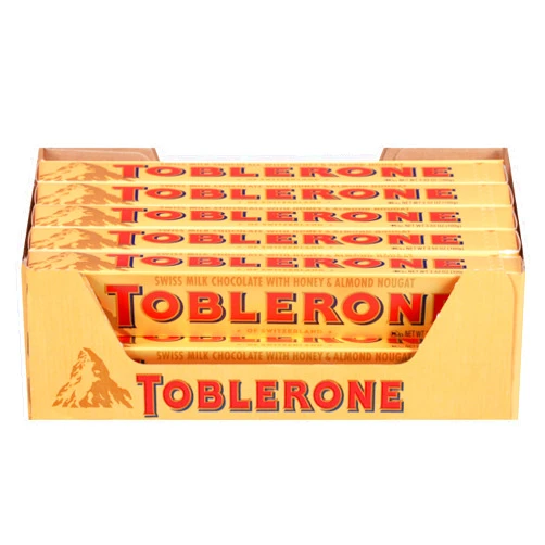 Toblerone Swiss Milk Chocolate Candy Bars with Honey and Almond Nougat, 20-3.52 oz Bars