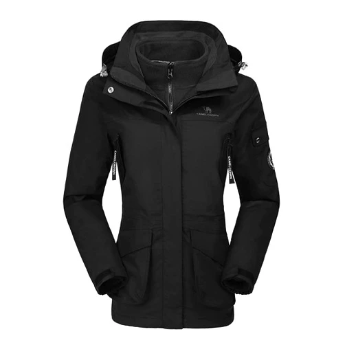 CAMEL CROWN Womens Waterproof Ski Jacket 3-in-1 Windbreaker Winter Coat Fleece Inner for Rain Snow Outdoor Hiking