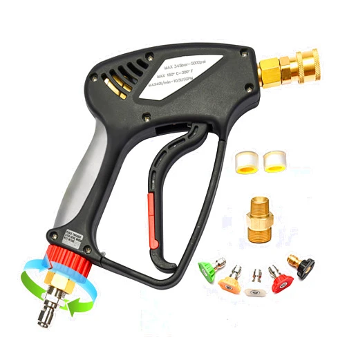 ANJIESENG Short Pressure Washer Gun with 360 Swivel - 5000 PSI / 10.5 GPM High Pressure Water Handle with 3/8