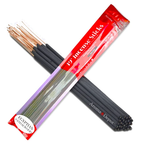 Aroma Depot Egyptian Sandalwood 19'' Incense Sticks Jumbo. Approx 27 to 30 Sticks Per Bundle. 19 Inch Extra Large, Each Natural Stick Burns for 3 to 4 Hours. Most Exotic Long-Lasting Fragrance.