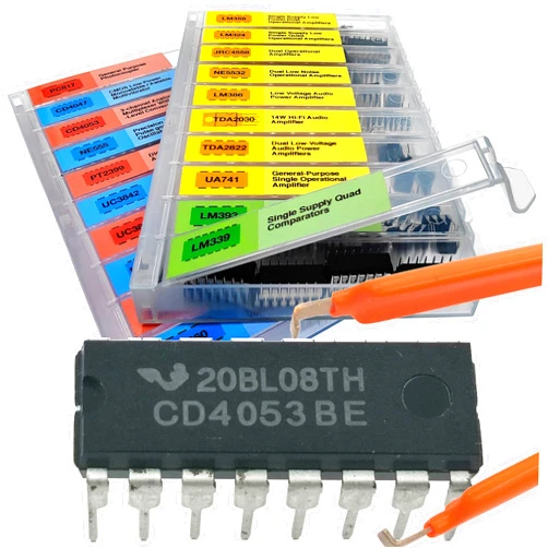 EEEEE IC kit 161 pcs, 20 Models Chip Assortment Set Analog Integrated Circuits Electronics Parts Opamp Pack, 555 Timer Components, Op Amp, Oscillator, Pwm, IC Plier Included UA741 LM358 and More..