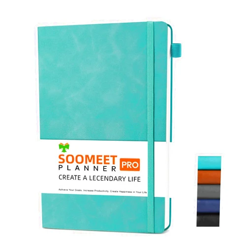 Soomeet Hardcover Journals 200 Pages, Leather Lined Journal Notebooks, A5 College Ruled Thick Classic with Pen Loop Notebook Journals for Writing, for Men Women Office School, 5.75'' X 8.38'', Green