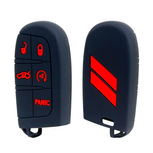 REMOCH Key Fob Cover for Dodge Accessories 5 Button Key Fob Case for Dodge Charger Challenger Dart Durango Journey Replacement Remote Control 3 4 5 Buttons Key Fob Shell (Bright Red Design, 1 PC)