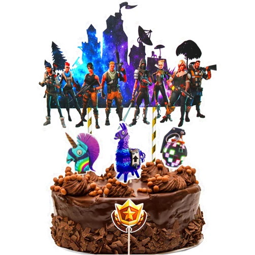 Wei mi Yurnoet Video Game Birthday Party Supplies for Game Fans, 5Pcs DIY Cake Decorations Topper