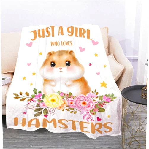 Mokukenren Just A Girl Who Loves Hamsters Blanket Lightweight Cozy Flannel Fleece Throw Blanket Best Gift Home Decor for Bed Couch Outdoor Camping 50
