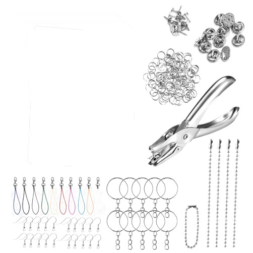Rainmae 181pcs Heat Shrink Plastic Sheets Pack, Shrinky Art Crafts Set Include 25 PCS Blank Shrinky Art Film Paper with 155pcs Keychains Accessories for DIY Ornaments or Creative Craft
