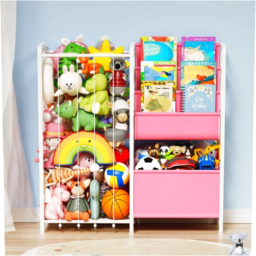 GUIBUKEYAN Kids Bookshelf and Stuffed Animal Storage, 3 Tier Bookshelf for Kids, Montessori Bookshelf with 135L Toy Storage Organizer, Book Shelf for Kids Rooms, Bedroom, Playroom, Nursery