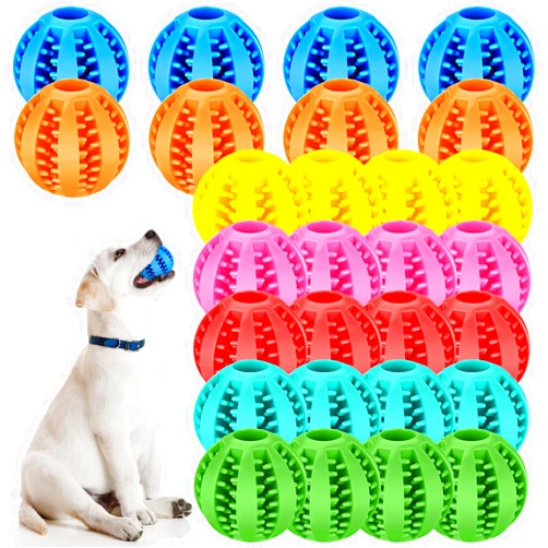 Soulchen 28 Pack Dog Treat Balls Bulk Interactive Treat-dispensing Dog Toy Durable Rubber Puppy Tooth Cleaning Ball Toy for Small Medium Breed Chew Tooth Cleaning Enrichment for Boredom Brain Stimulate Game