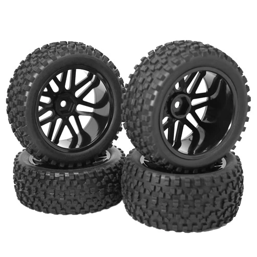 Vgoohobby 12mm Hex Wheel Rims Mesh Shape Rubber Tires with Sponge 88mm/3.46