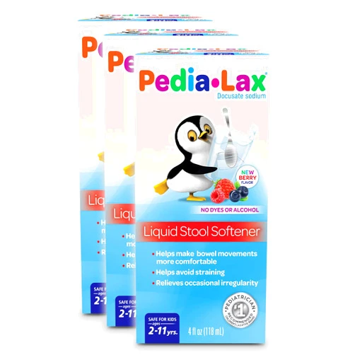 Pedia-Lax Liquid Stool Softener for Kids, Ages 2-11, Berry Flavor, 4 Fl Oz (Pack of 3)