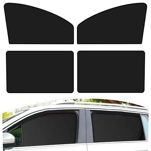 Awlbed 4 PCS Car Side Window Full Shading Design Sunshade, Sun Protection Heat Insulation Privacy Protection Blackout Curtain, Adsorption Installation Design Accessories for Cars, SUVs (Black)