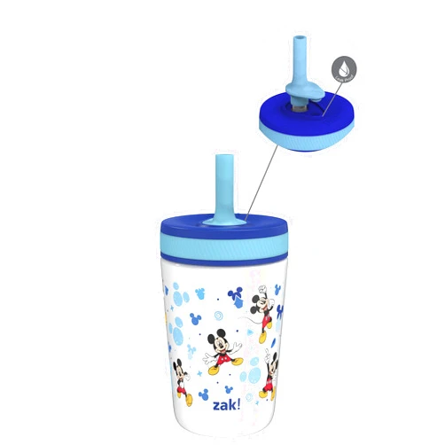 Zak Designs Disney Kelso Toddler Cups For Travel or At Home, 12oz Vacuum Insulated Stainless Steel Sippy Cup With Leak-Proof Design is Perfect For Kids (Mickey Mouse)