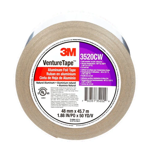 3M Venture - Aluminum Foil Tape 3520CW, Natural Aluminum, 48 mm x 45.7 m 2.0 mil (Pack of 1)