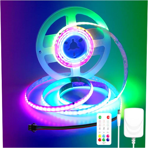 Aclorol RGB Smart IC COB LED Strip Light 6.56FT 12V Addressable Flexible COB LED Tape Light Color Chasing Multicolor High Density Led Light for TV Bedroom Party DIY Decoration with APP Control